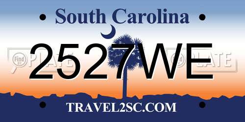 2527WE South Carolina License Plate