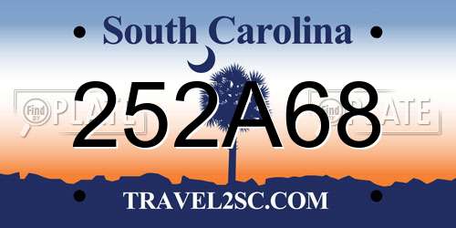 252A68 South Carolina License Plate