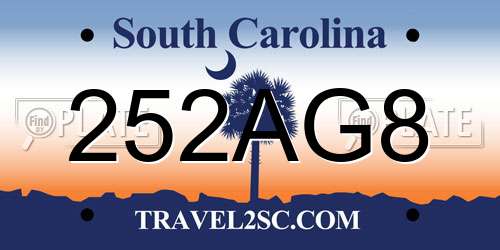 252AG8 South Carolina License Plate