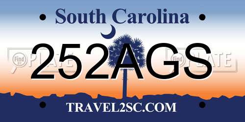 252AGS South Carolina License Plate