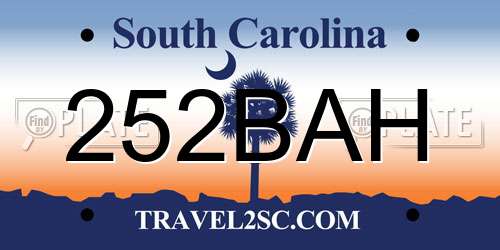 252BAH South Carolina License Plate