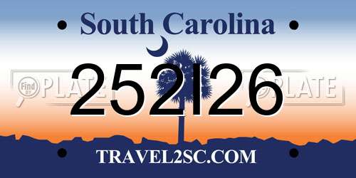 252I26 South Carolina License Plate
