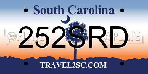 252SRD South Carolina License Plate
