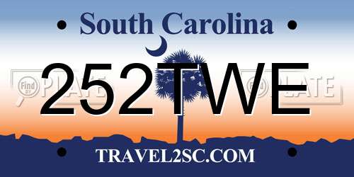 252TWE South Carolina License Plate