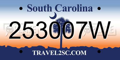 253007W South Carolina License Plate