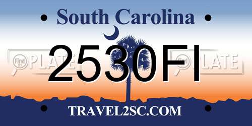 2530FI South Carolina License Plate