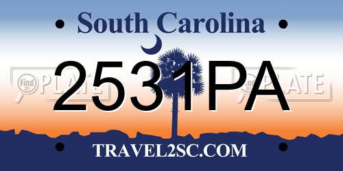 2531PA South Carolina License Plate