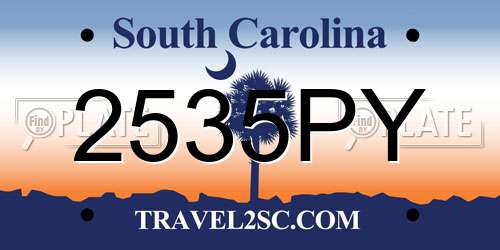 2535PY South Carolina License Plate
