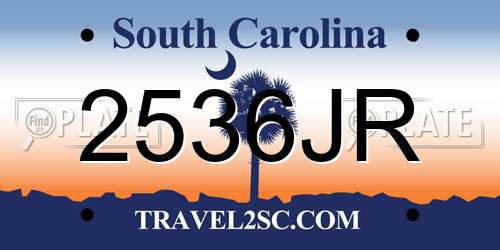 2536JR South Carolina License Plate
