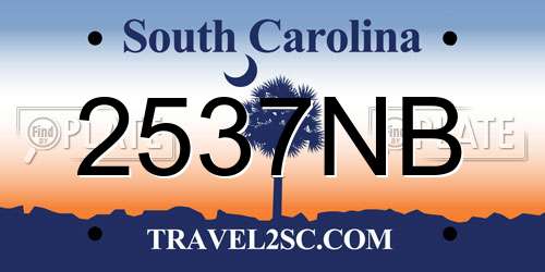 2537NB South Carolina License Plate