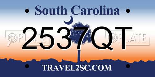 2537QT South Carolina License Plate
