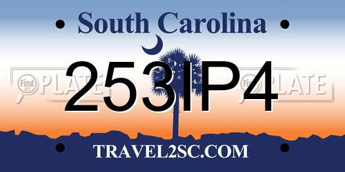 253IP4 South Carolina License Plate
