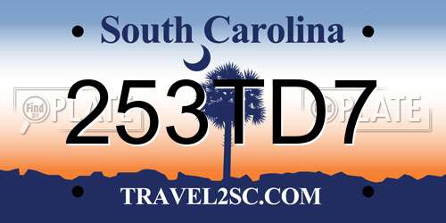 253TD7 South Carolina License Plate