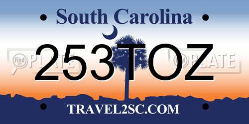 253TOZ South Carolina License Plate