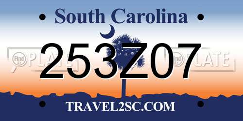 253Z07 South Carolina License Plate