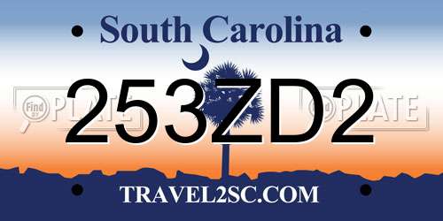 253ZD2 South Carolina License Plate