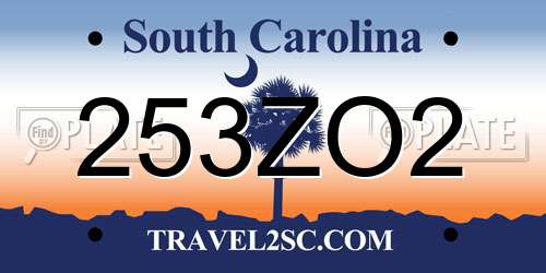 253ZO2 South Carolina License Plate