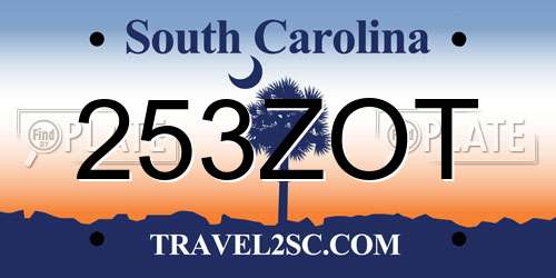 253ZOT South Carolina License Plate