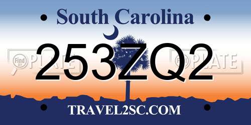 253ZQ2 South Carolina License Plate
