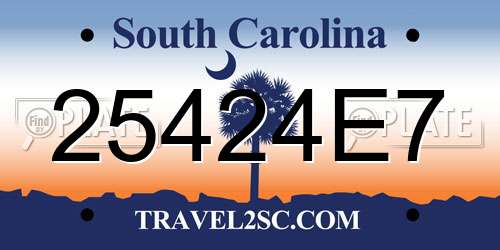 25424E7 South Carolina License Plate