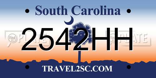 2542HH South Carolina License Plate