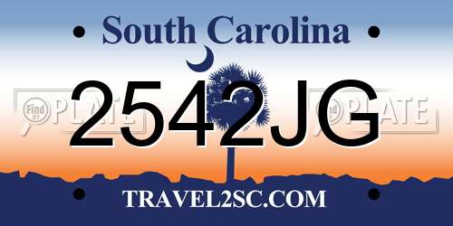 2542JG South Carolina License Plate