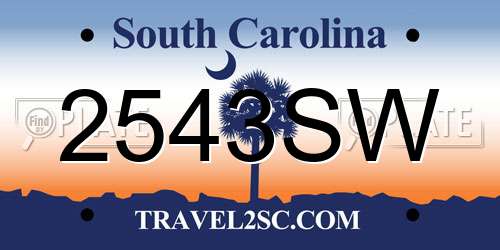 2543SW South Carolina License Plate