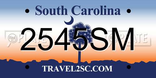 2545SM South Carolina License Plate