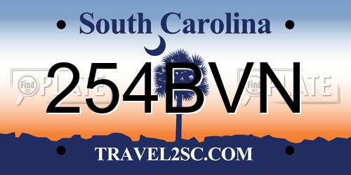 254BVN South Carolina License Plate