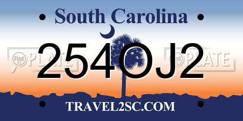 254OJ2 South Carolina License Plate