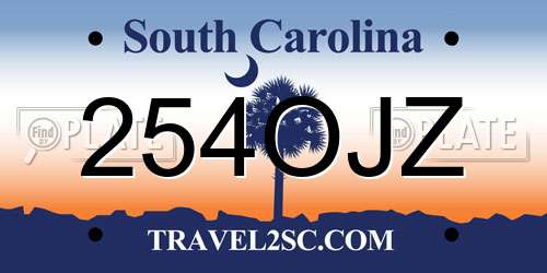 254OJZ South Carolina License Plate