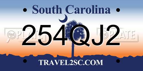 254QJ2 South Carolina License Plate