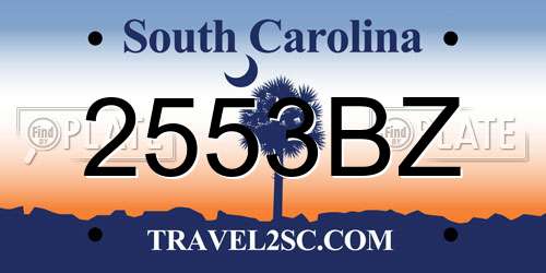 2553BZ South Carolina License Plate
