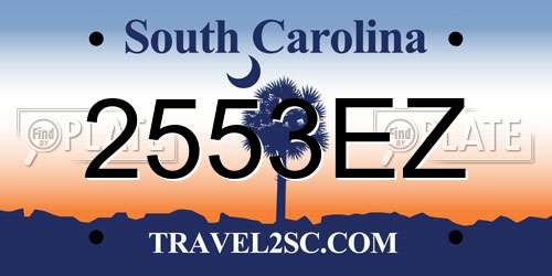 2553EZ South Carolina License Plate