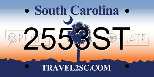 2553ST South Carolina License Plate