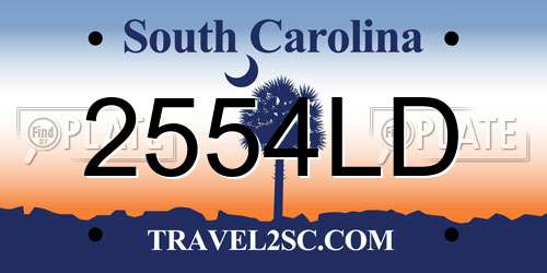 2554LD South Carolina License Plate