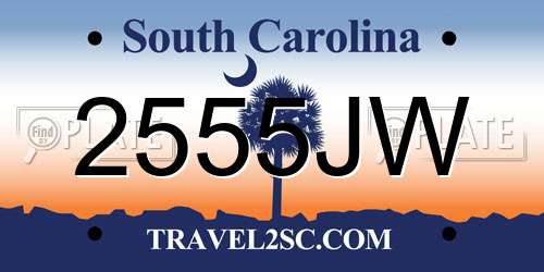 2555JW South Carolina License Plate