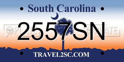2557SN South Carolina License Plate