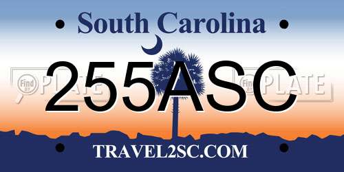 255ASC South Carolina License Plate