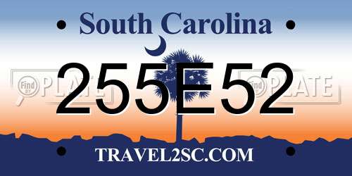 255E52 South Carolina License Plate