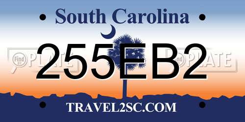 255EB2 South Carolina License Plate