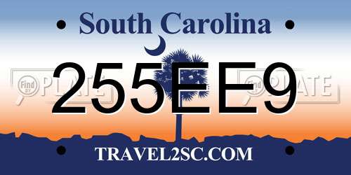 255EE9 South Carolina License Plate