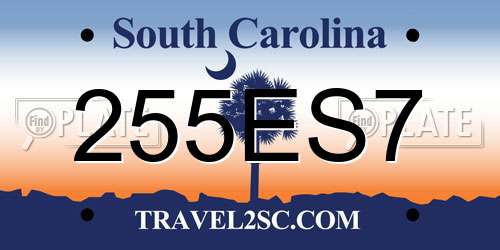 255ES7 South Carolina License Plate