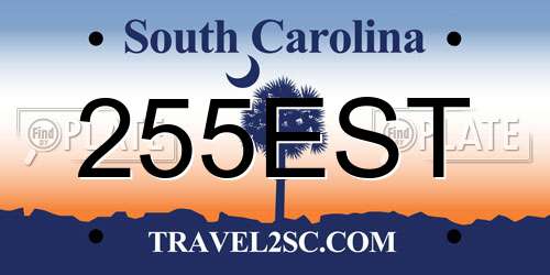 255EST South Carolina License Plate