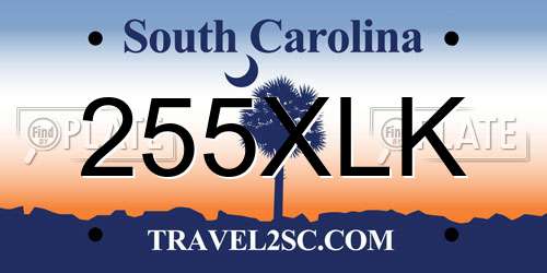 255XLK South Carolina License Plate