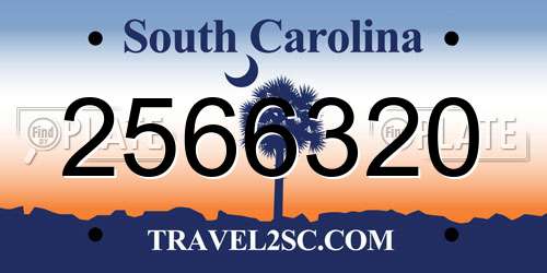 2566320 South Carolina License Plate