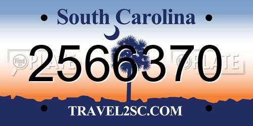 2566370 South Carolina License Plate