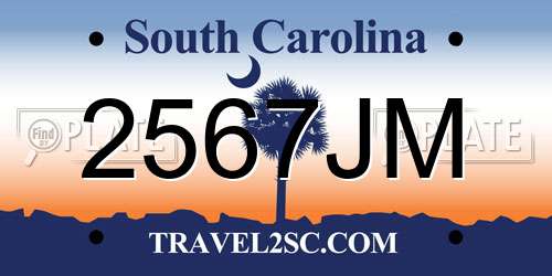 2567JM South Carolina License Plate