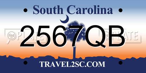 2567QB South Carolina License Plate