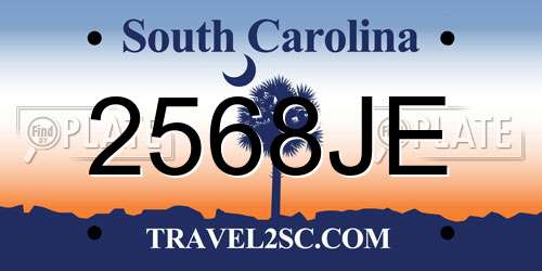 2568JE South Carolina License Plate